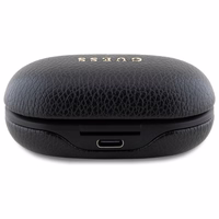 Guess Bluetooth ausinės GUTWSPGTSPSK TWS + įkrovimo stotelė juodos/juodos grūdėtas klasikinis logotipas