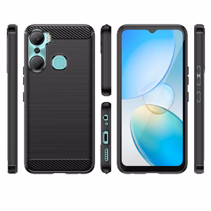 Carbon Case чехол для Infinix Hot 12 Pro гибкая силиконовая карбоновая крышка чёрный
