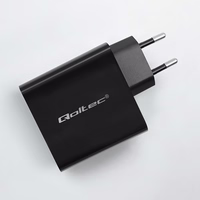 Qoltec 52381 Super greitas PD įkroviklis | 1xUSB-C | 1xUSB| 90W | 5-20V | 2,4-4,35A | Juoda