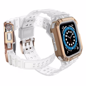 Apsauginis laikrodžio dirželis Apple Watch 42/44/45mm – korpuso apsaugos dirželis – skaidrus, rožinis