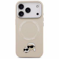 Karl Lagerfeld Karl & Choupette ženkliukų magnetinis dėklas telefonui iPhone 17 Pro Max - smėlinis
