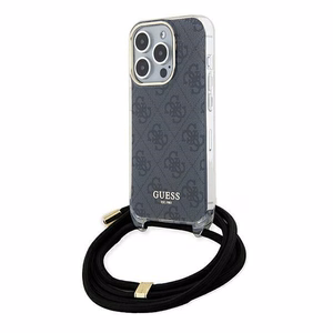 Guess Crossbody Cord 4G Print dėklas telefonui iPhone 15 Pro – juodas