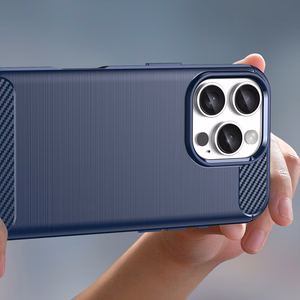 Carbon dėklas telefonui iPhone 16 Pro Max silikoninis dėklas - mėlynas