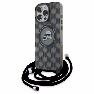 Karl Lagerfeld IML Crossbody Monograma Karl & Choupette Head Magnetinis Dėklas iPhone 16 Pro Max - Juodas