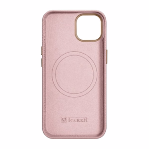 iCarer Litchi Premium odinis dėklas iPhone 14 Plus Magnetinis odinis dėklas su MagSafe Rožinis (WMI14220711-PK)