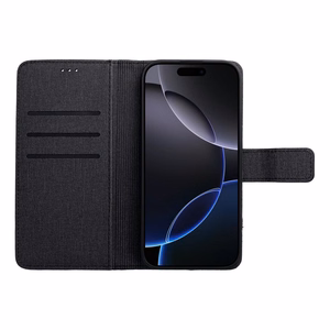 GOMMA knygos tipo dėklas telefonui Xiaomi Redmi Note 14 4G (GLOBAL - 164,84mm x 78,15mm x 8,16mm) juodas