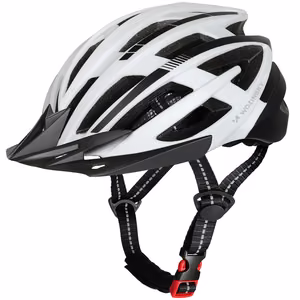 Wozinsky MTB велосипедный шлем со съемным козырьком и задним USB-фонарем M - черный и белый