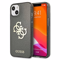 Guess GUHCP13SPCUGL4GBK iPhone 13 mini 5.4" juodas kietas dėklas Blizgučių 4G Didelis Logotipas