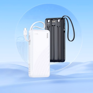 Išorinė baterija Hoco 10000 mAh 2A su keturiais integruotais laidais USB A + USB C + Lightning + Micro USB J146 juoda