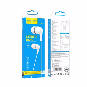 HOCO laidinės ausinės Jack 3,5 mm su mikrofonu M97 balta