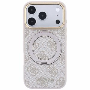 Guess Ring Stand 360 4G Classic Logo MagSafe dėklas, skirtas iPhone 17 Pro Max / 18 Pro Max, rožinis