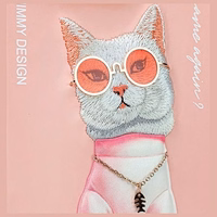 Nimmy Glasses Šaunus katės dėklas telefonui iPhone 15 Pro Max - rožinis