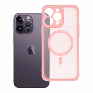 FULL MATTE MAG COVER magnetinis dėklas telefonui, suderinamas su MagSafe, skirtas IPHONE 14 Pro Max, šviesiai rožinis