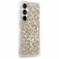 Guess dėklas IML Leopard Print Triangle MagSafe for Samsung Galaxy S26 rudas