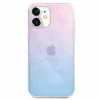 Guess GUHCP12S3D4GGBP iPhone 12 mini 5.4" mėlyna-rožinė/mėlyna ir rožinė kietas dėklas 4G 3D rašto kolekcija