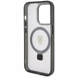 Ferrari FEHMP15LUSCAH iPhone 15 Pro 6.1" permatomas kietas dėklas su žiediniu stovu 2023 kolekcija Magnetinis