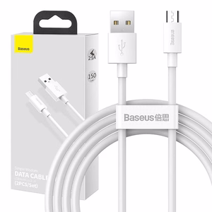 Набор кабелей Baseus Simple Wisdom Data Cable Kit USB на Micro 2.1A (2 шт./комплект) 1.5м белый