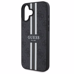 Guess 4G Printed Stripes Magnetinis dėklas iPhone 16 - juodas