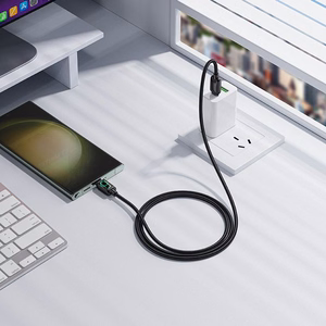 Kabelis su skystųjų kristalų ekranu USB C į USB C Hoco 3A 60W 1,2 m U146 juodas