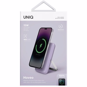 Magnetinė išorinė baterija Uniq Hoveo 5000mAh USB-C 20W PD (violetinė)