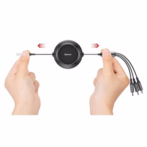USB laidas Baseus 3in1 juodas 35cm / 120cm