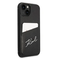 Karl Lagerfeld Signature Logo kortelių dėklas telefonui iPhone 14 Plus - juodas