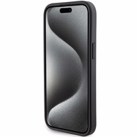 Guess dėklas telefonui su stovu Grip Stand 4G Triangle Strass iPhone 15 - juodas
