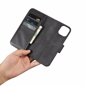 Чехол iCarer Wallet 2in1 для iPhone 14 Plus Anti-RFID кожаный с откидной крышкой чёрный