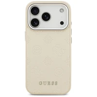 GUESS dėklas telefonui IPHONE 17 Pro suderinamas su Magnetine GUHMP17LPSPOSSSE (PU W/ Peony Hot Stamp Script) smėlinė