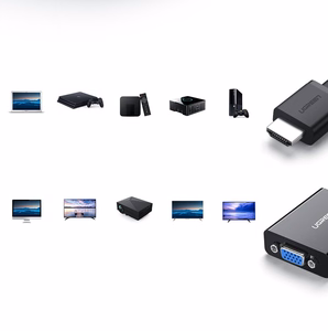 Ugreen adapteris HDMI - VGA micro USB / garso 3.5 mm mini jack juodas (40248)