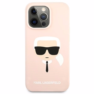 Karl Lagerfeld Silikoninis Karl`o galvos dėklas telefonui iPhone 13 Pro Max 6.7" - šviesiai rožinis