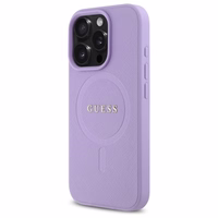 Guess Saffiano Magnetinis dėklas telefonui iPhone 16 Pro Max - violetinis