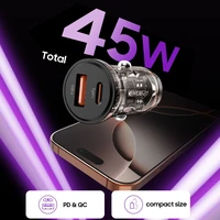 Tech-Protect CC01 45W automobilinis įkroviklis 2 lizdai USB-A / USB-C juodas