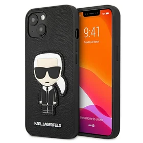Karl Lagerfeld Saffiano Ikonik Karl's Patch Dėklas iPhone 13 mini - Juodas