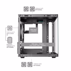 Mars Gaming MC-CUBE kompiuterio korpusas „Mini Tower“ Juoda