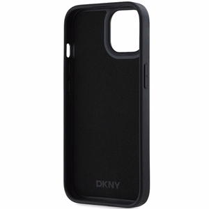 DKNY 3D Guminis dėklas su pasikartojančiu raštu iPhone 15 Plus - juodas