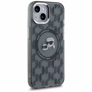 Karl Lagerfeld IML Monograma Karl & Choupette Head Magnetinis iPhone 15 dėklas - juodas