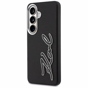 Karl Lagerfeld Grained Signature Metal Resin Logo dėklas Samsung Galaxy S26 juodas