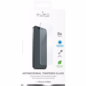 Puro Anti-Bacterial grūdintas apsauginis ekrano stiklas, skirtas iPhone 13 Mini