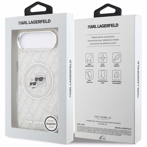 Karl Lagerfeld IML Blizgantis Karl & Choupette Heads Logo magnetinis dėklas telefonui iPhone Air - pilkas