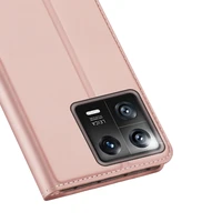 Dux Ducis Skin Pro dėklas telefonui Xiaomi 13 su kortelių laikikliu ir stovu rožinis