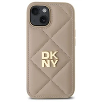 DKNY Quilted Stack Logo dėklas telefonui iPhone 15 - smėlio spalvos