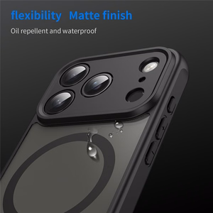 Juodas magnetinis matinis PC ir TPU dėklas iPhone 18 Pro / 17 Pro, atsparus kritimams