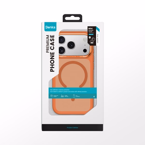 Benks Magnetic Mist dėklas metaliniu rėmeliu (A070) iPhone 17 Pro Max oranžinis (Camera Control mygtukas)