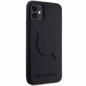 Karl Lagerfeld KLHCN613DRKNK iPhone 11 / Xr 6.1" juodas/juodas kietas dėklas guminis Karlo galva 3D