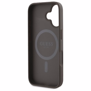 Guess 4G dryžuotas magnetinis dėklas telefonui iPhone 16 - ruda