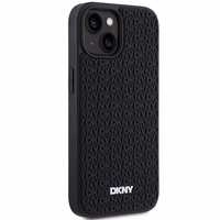 DKNY 3D Guminis dėklas su pasikartojančiu raštu iPhone 15/14/13 - juodas