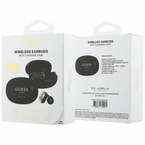 Belaidės ausinės OWS Guess Metalic Finish Electropated Parts Classic Logo, juodos