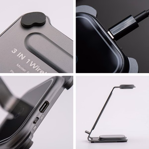 Forcell F-ENERGY Simply Charge 3in1 aliuminis suderinamas su Apple Watch ir Samsung Watch pilkas