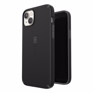 Speck CandyShell Pro + MagSafe dėklas, skirtas iPhone 14 Plus, su Microban antimikrobine apsauga, „Black / Slate Grey“ spalvų derinys